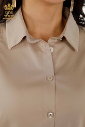 Manica a Camicia Abbigliamento Donna Dettagliato Prodotto con Tessuto Cotone Lycra - 20247 | Tessuto reale - Thumbnail
