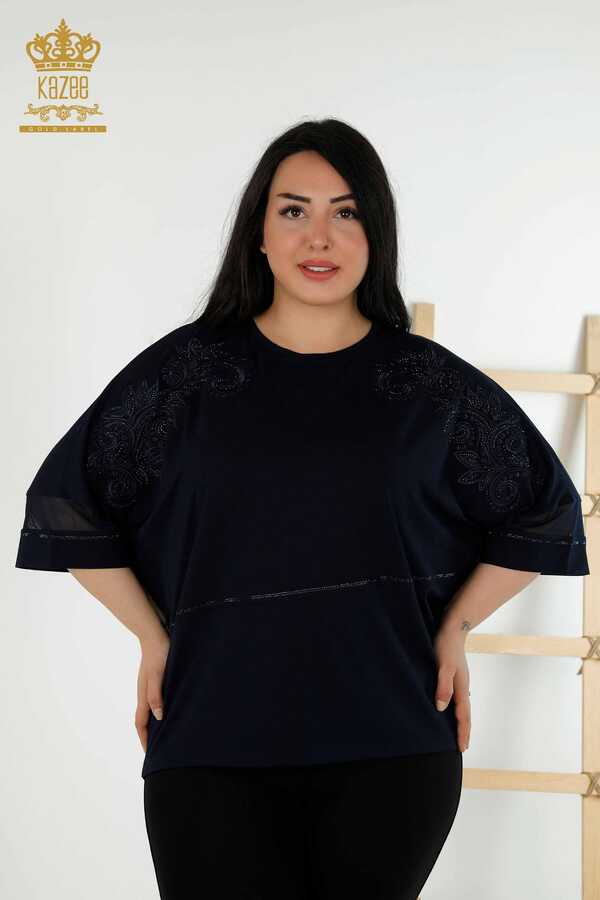 Reel Tekstil - Camicetta realizzata in tessuto viscosa ricamato Produttore di abbigliamento femminile - 79051 | Tessuto reale