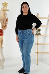 Produttore di abbigliamento da donna con pantaloni elastici in vita prodotti con tessuto a maglia in lycra - 3699 | Tessuto reale - Thumbnail
