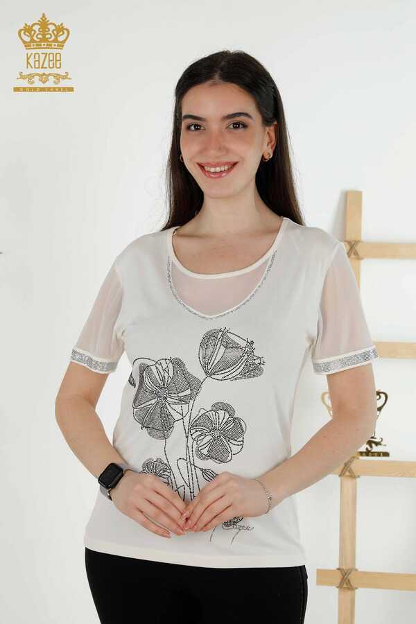 Reel Tekstil - Blusa Prodotta con Tessuto in Viscosa Colletto Ciclismo Abbigliamento Donna - 79290 | Tessuto reale