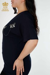 Fabriqué avec du tissu en viscose Chemisier - Col en V - Vêtements pour femmes - 78933 | Vrai textile - Thumbnail