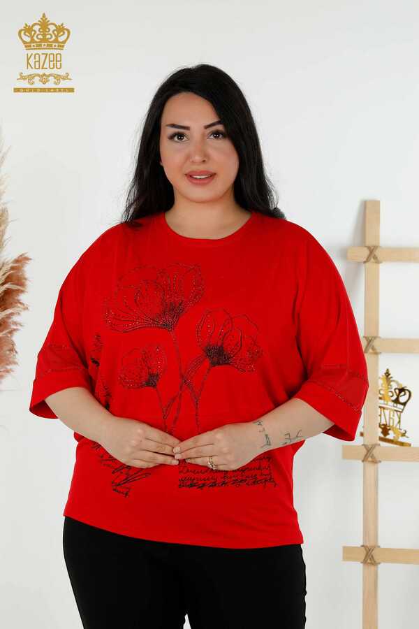 Reel Tekstil - Chemisier réalisé avec un tissu en viscose à motif floral Fabricant de vêtements pour femmes - 79059 | Vrai textile