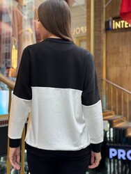 Toptan Kadın Sweatshirt İki Renk Ekru Siyah - 2311 | REEL TRİKO - Thumbnail