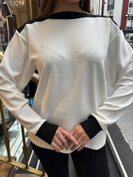 Toptan Kadın Sweatshirt Uzun Kol Ekru - 2246 | REEL TRİKO - Thumbnail