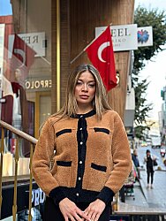 Toptan Kadın Triko Hırka Angora Kahve - 30094 | REEL TRİKO - 1