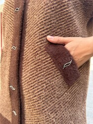 Toptan Kadın Triko Hırka Angora Kahve - 32890 | REEL TRİKO - Thumbnail