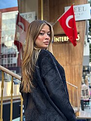 Toptan Kadın Triko Hırka Düğme Detaylı Siyah - 30183 | REEL TRİKO - 4