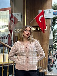 Toptan Kadın Triko Hırka Pudra - 30128 | REEL TRİKO - 1