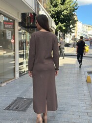 Toptan Kadın Triko Hırka Sim Geçişli Vizon - 32919 | REEL TRİKO - Thumbnail