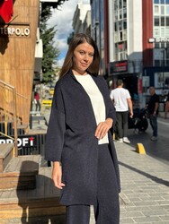 Toptan Kadın Triko Hırka Uzun Lacivert - 32882 | REEL TRİKO - Thumbnail