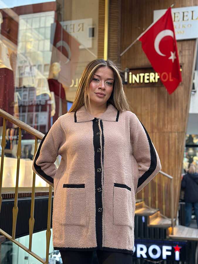 Toptan Kadın Triko Hırka Uzun Vizon - 30444 | REEL TRİKO