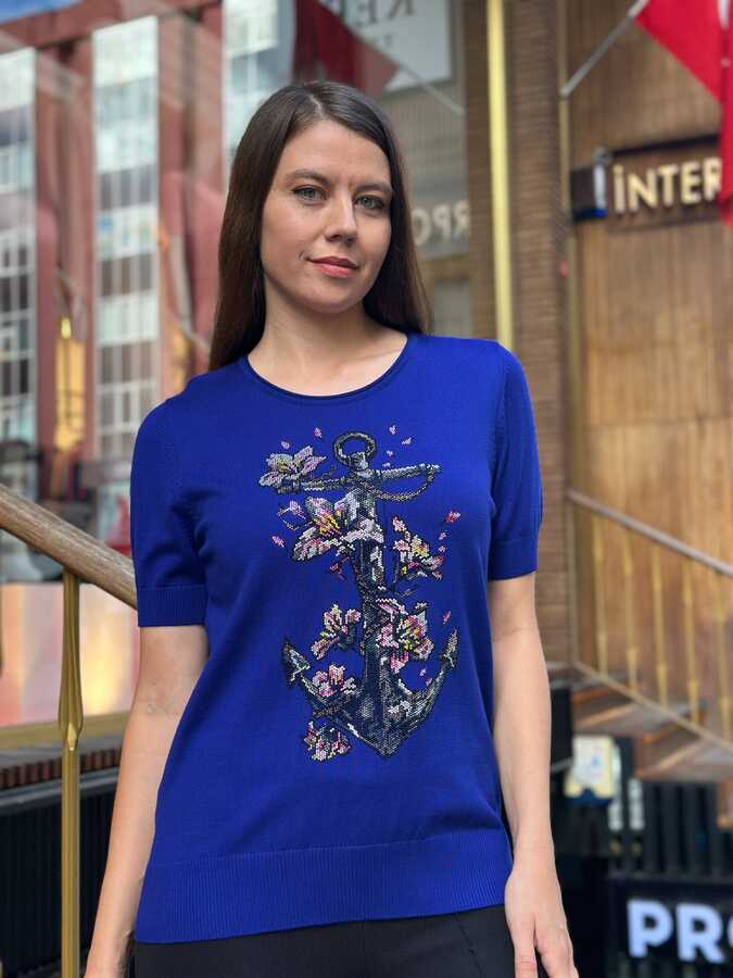 Reel Triko - Toptan Kadın Triko Kazak Bisiklet Yaka Saks - 31678 | REEL TRİKO