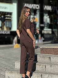 Toptan Kadın Triko Kazak Simli Kahve - 33015 | REEL TRİKO - 5