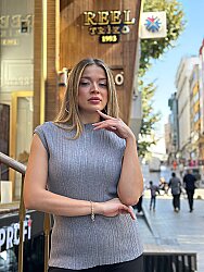 Toptan Kadın Triko Kolsuz Gri - 32196 | REEL TRİKO - 1