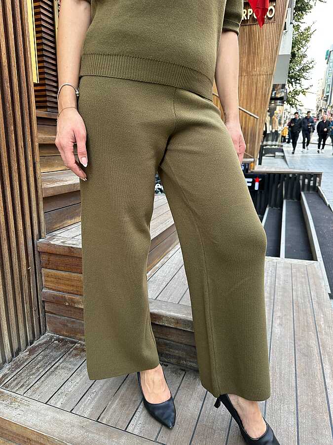 Toptan Kadın Triko Pantolon Koyu Yeşil - 32938 | REEL TRİKO - 2