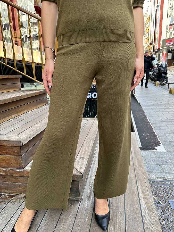Toptan Kadın Triko Pantolon Koyu Yeşil - 32938 | REEL TRİKO - 3