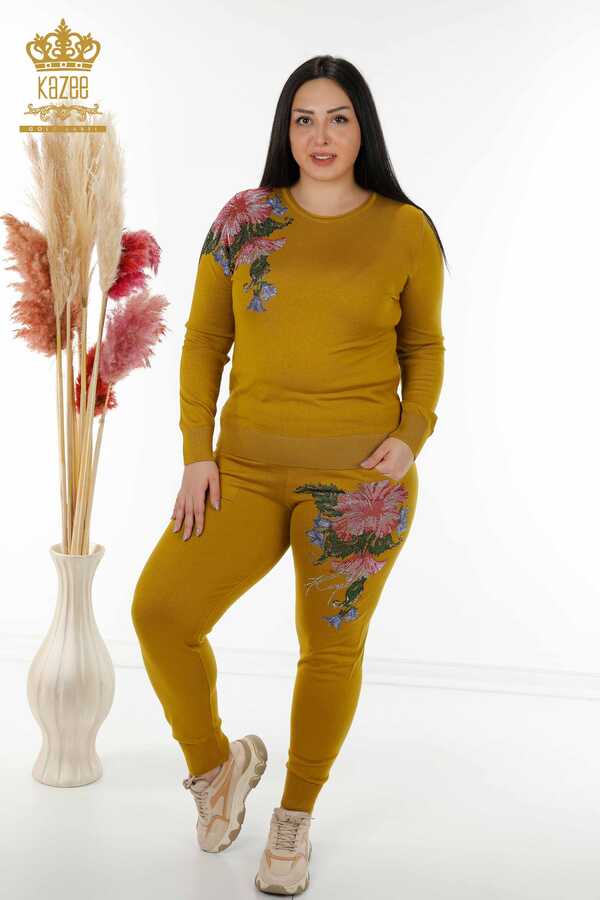 Reel Tekstil - Buceo y traje de chándal de dos hilos Fabricante de ropa de mujer con estampado floral - 16522 | Textiles reales