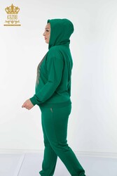 Tuta da ginnastica in scuba e due filati Produttore di abbigliamento femminile con cappuccio - 17481 | Tessuto reale - Thumbnail