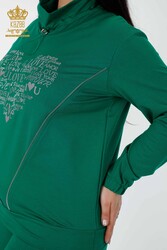 Scuba e tuta da tuta a due fili Tasca per tuta ricamata in pietra Produttore di abbigliamento femminile - 17446 | Tessuto reale - Thumbnail