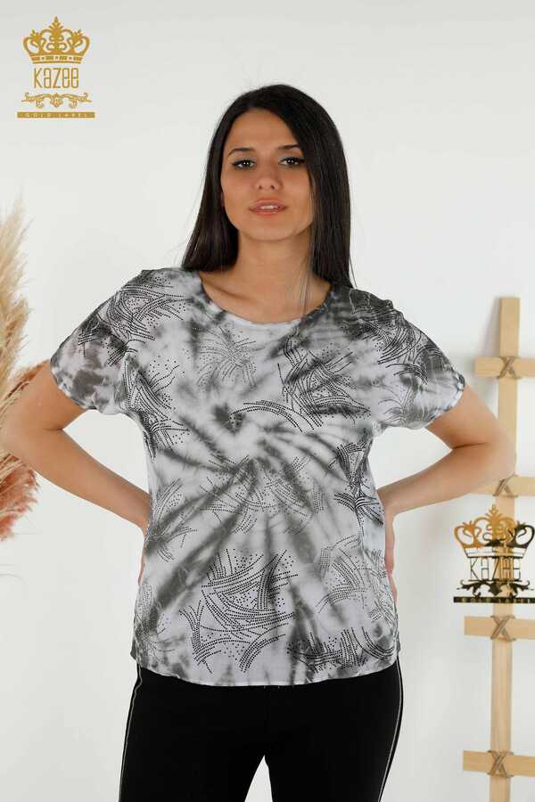 Reel Tekstil - Blusa Producida con Cuello de Ciclismo de Tela Viscosa Ropa de Mujer - 79172 | Textiles reales