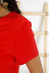 Made with Viscose Fabric Blouse - Short Sleeve - Women's Clothing - 79178 | Real Textile - Thumbnail