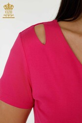 Made with Viscose Fabric Blouse - Short Sleeve - Women's Clothing - 79220 | Real Textile - Thumbnail