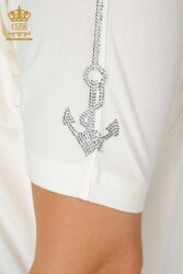 Blouse Made of Viscose Fabric - Short Sleeve - Women's Clothing - 78931 | Real Textile - Thumbnail