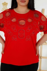 Blouse Made of Viscose Fabric Stone Embroidered Women's Clothing Manufacturer - 79094 | Real Textile - Thumbnail