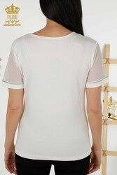 Blouse Produced with Viscose Fabric Cycling Collar Women's Clothing - 79133 | Real Textile - Thumbnail