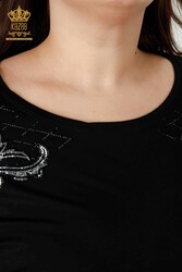 Blouse Produced with Viscose Fabric Stone Embroidered Women's Clothing Manufacturer - 79055 | Real Textile - Thumbnail