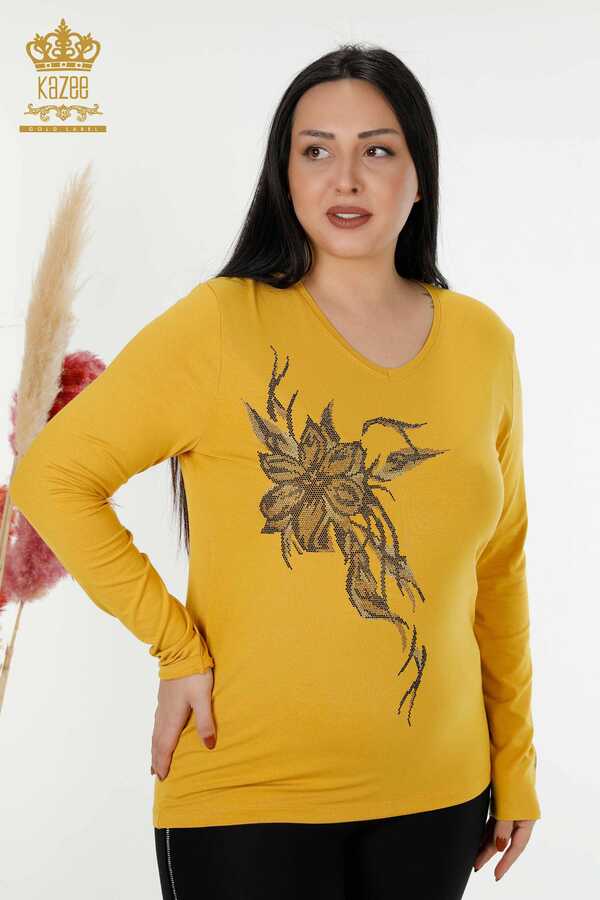 Reel Tekstil - Blouse Produced with Viscose Fabric V-Neck Women's Clothing - 79048 | Real Textile