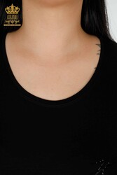 Made with Viscose Fabric Blouse - Crew Collar - Women's Clothing - 78918 | Real Textile - Thumbnail