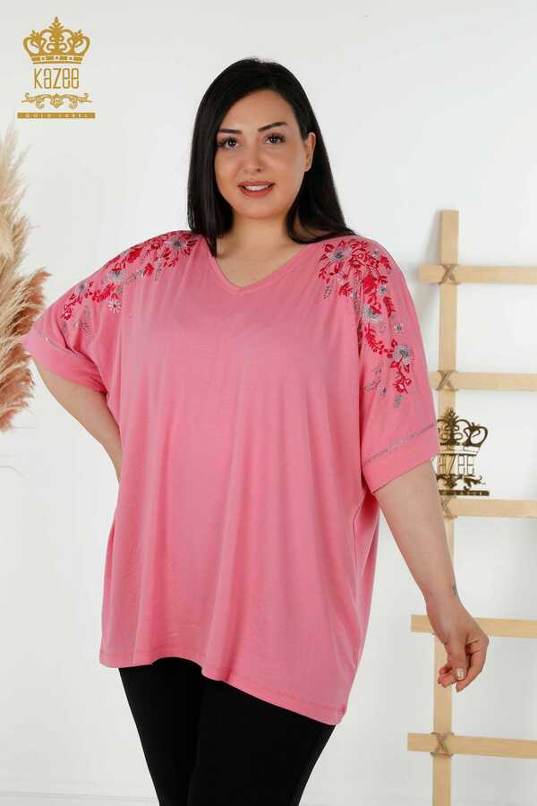 Reel Tekstil - Bluse aus Viskosestoff, V-Ausschnitt, Hersteller von Damenbekleidung – 79068 | Echtes Textil
