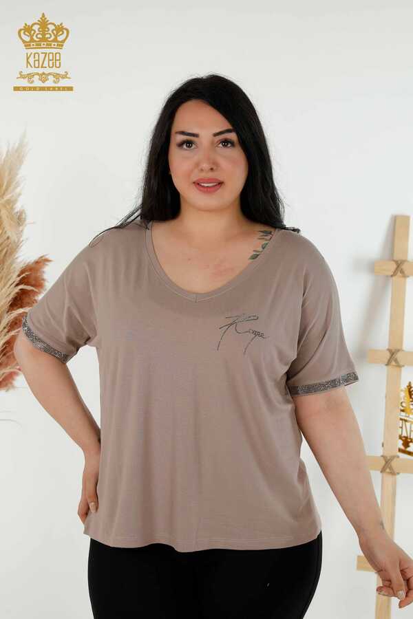 Reel Tekstil - Bluse V-Ausschnitt Damenbekleidung Hersteller mit Viskosestoff - 79297 | Echtes Textil