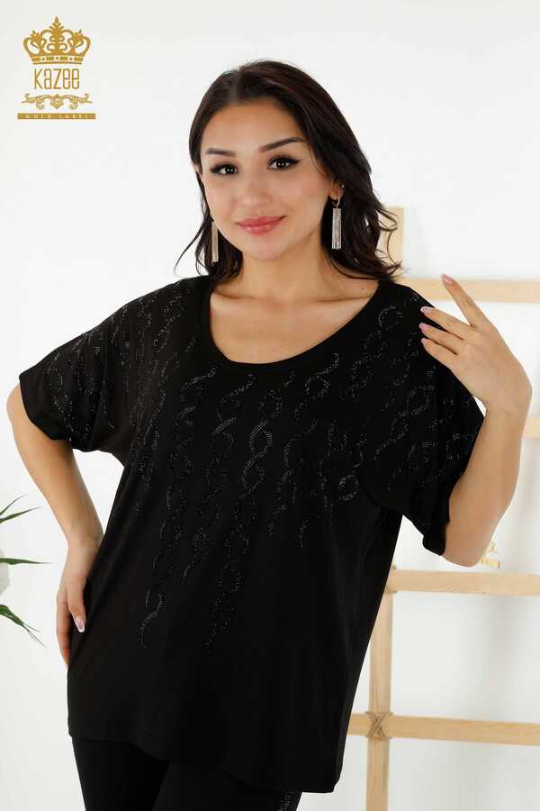 Reel Tekstil - Bluse aus Viskosestoff. Radkragen-Damenbekleidung – 79069 | Echtes Textil