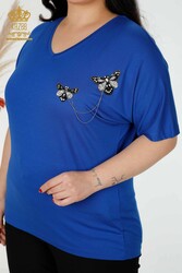 Bluse aus Viskosestoff V-Ausschnitt Damenbekleidung - 78933 | Echtes Textil - Thumbnail