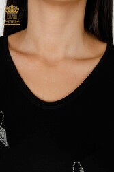 Bluse aus Viskosestoff V-Ausschnitt Damenbekleidung - 78934 | Echtes Textil - Thumbnail