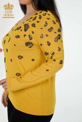 Bluse aus Viskosestoff mit V-Ausschnitt für Damen – 79047 | Echtes Textil - Thumbnail