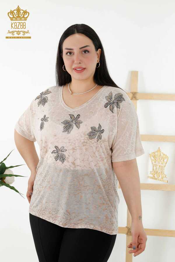 Reel Tekstil - Bluse aus Viskosestoff V-Ausschnitt Damenbekleidung - 79126 | Echtes Textil