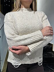 Wholesale Women’s Basic Ecru Knit Sweater - 26036 | REEL TRİKO - 3