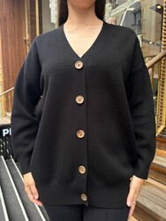 Wholesale Women's Button-Detail Knit Cardigan Black - 32961 | REEL TRİKO - Thumbnail