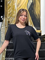 Wholesale Women’s Black Knit Sweater with Elephant Pattern - 32980 | REEL TRİKO - 1