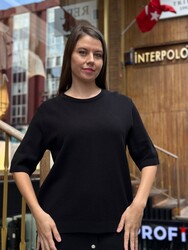 Wholesale Women's Black Shimmer Knit Sweater - 32059 | REEL TRİKO - Thumbnail