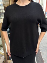 Wholesale Women's Black Shimmer Knit Sweater - 32059 | REEL TRİKO - Thumbnail