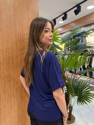 Wholesale Women's Blouse Bird Embroidery Saks - 80358 | REEL TRİKO - Thumbnail