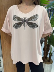 Wholesale Women's Blouse Dragonfly Detail Pink - 80464 | REEL TRİKO - Thumbnail
