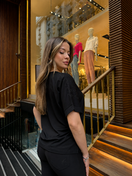 Wholesale Women's Blouse, Short Sleeve, Black - 80355 | REEL TRİKO 1993 - Thumbnail