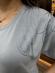 Wholesale Women's Blouse Short Sleeve Blue - 80355 | REEL 1993 - Thumbnail