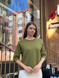 Wholesale Women's Shimmering Knit Sweater Green - 32161 | REEL TRİKO - Thumbnail