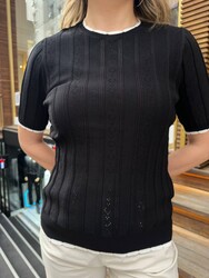 Wholesale Women's Knitted Sweater Crew Neck, Black - 32237 | REEL TRİKO 1993 - Thumbnail